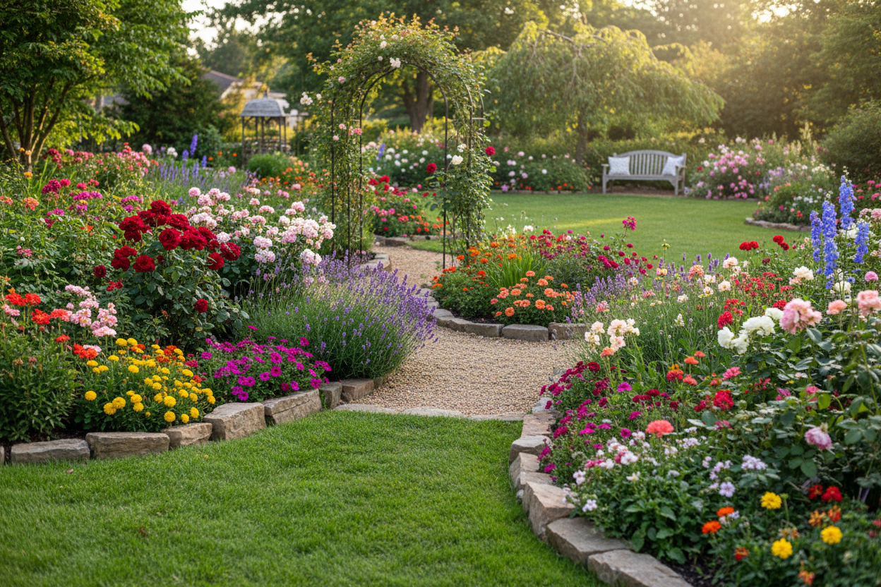 עשה לי גינה ירוקה ומשגעת בבית פרטי, שיכלול פרחים שיש במשתלה ושיראה סופר אמיתי 